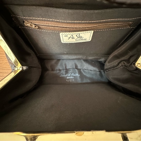 Vintage Air Step Handbag Brown Faux Snakeskin Patchwork Retro 60s 70s MCM - Picture 7 of 14